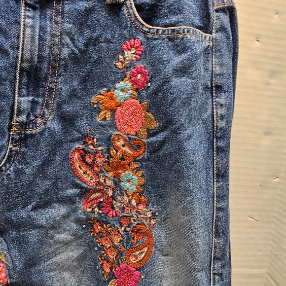 Gordon James Floral Flower Embroidered Jean Skirt 11\12 Teen Young - Picture 3 of 15